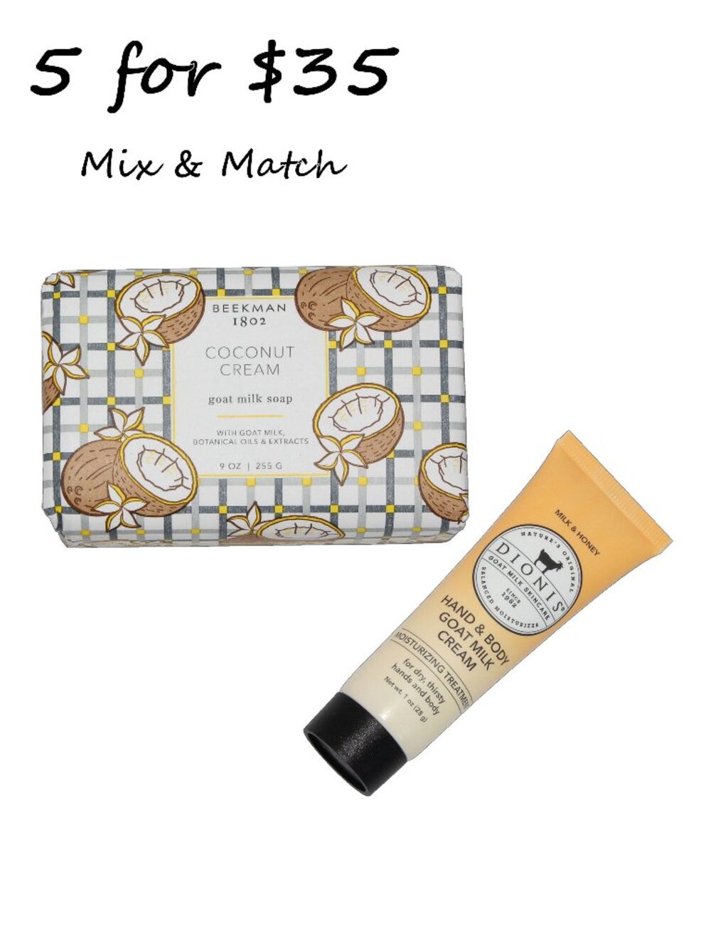 Beekman 1802 Goat Milk Soap & Dionis Goat Milk Moisturizer Set Brand New